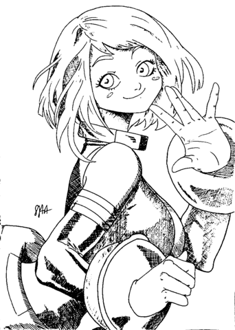 Uraraka Ochako Coloring Page